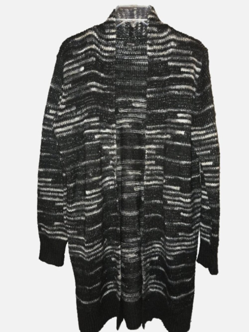 Apt. 9 Cardigan sweater Women's Large Black Gray Long Sleeve Open Front Knit